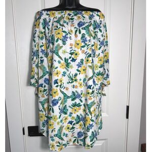 Old Navy Women's White Bird Floral Print Tie Sleeve Dress Off Shoulder Size S